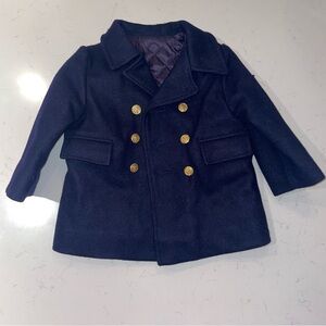 VTG Fieldston Clothes Boys Wool Pea Coat Sailor Navy Insulated Quilted size 2